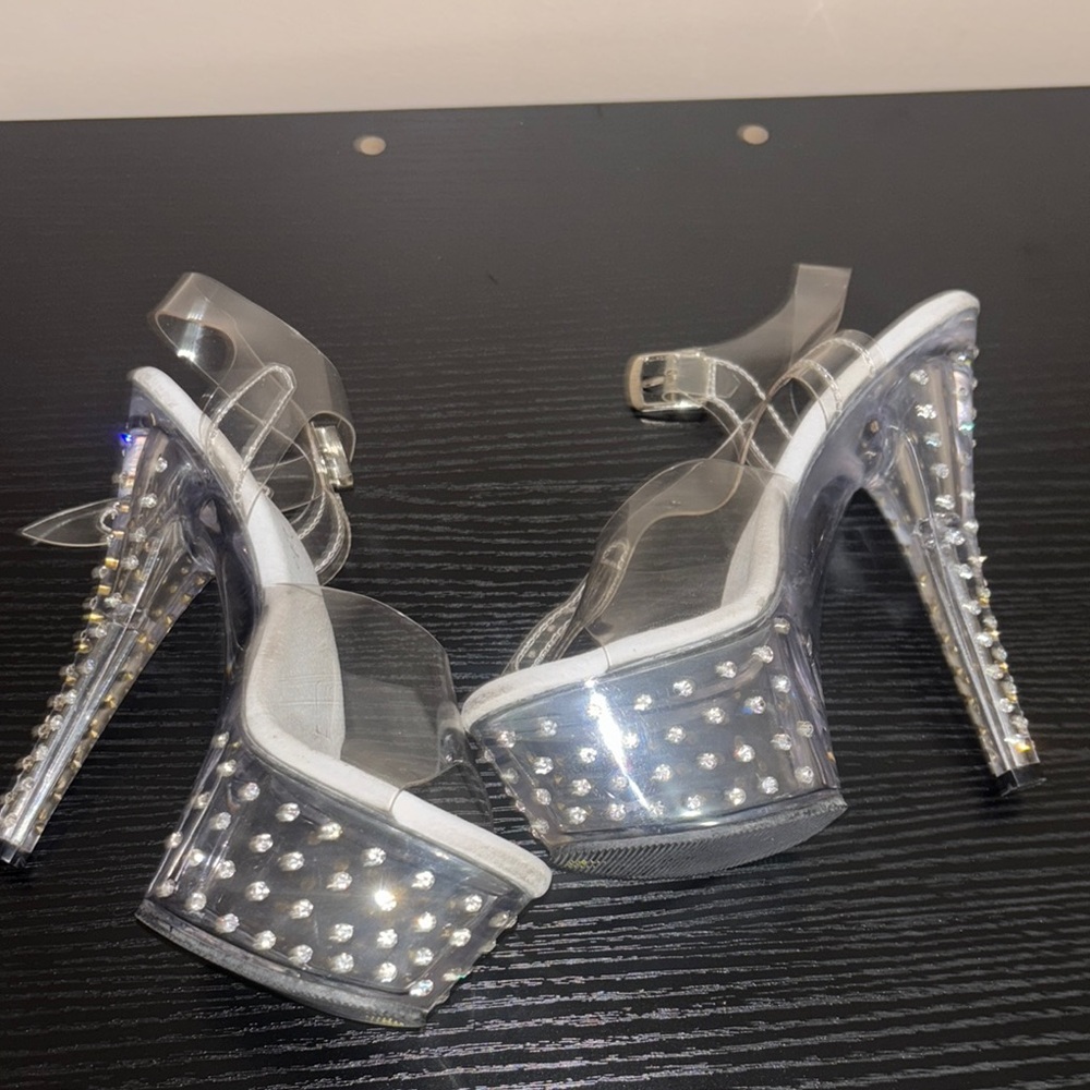 Clear Studded Pleaser Heels